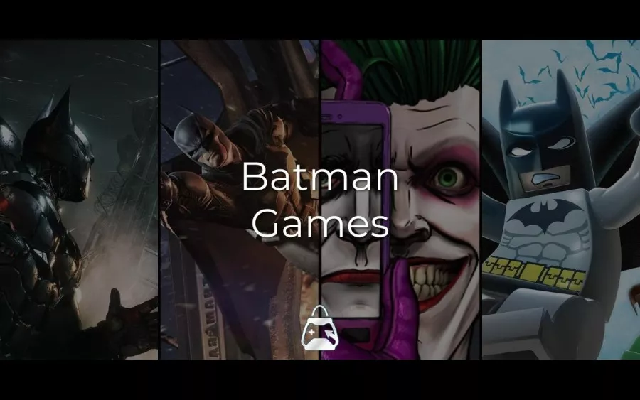 Batman Games in Order Batman games in the background and Batman Games title in the front