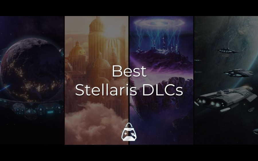 4 space images in the background and the Best Stellaris DLCs title in the front