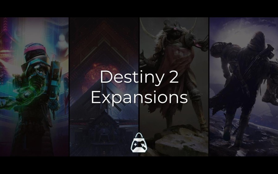 Destiny 2 concept arts in background and Destiny 2 Expansions title on the front.